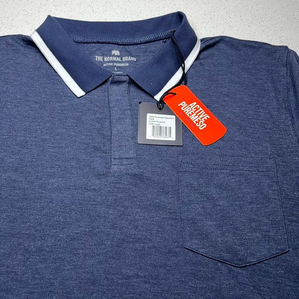 NWT The Normal Brand Puremeso Tipped Performance Polo Mens Large